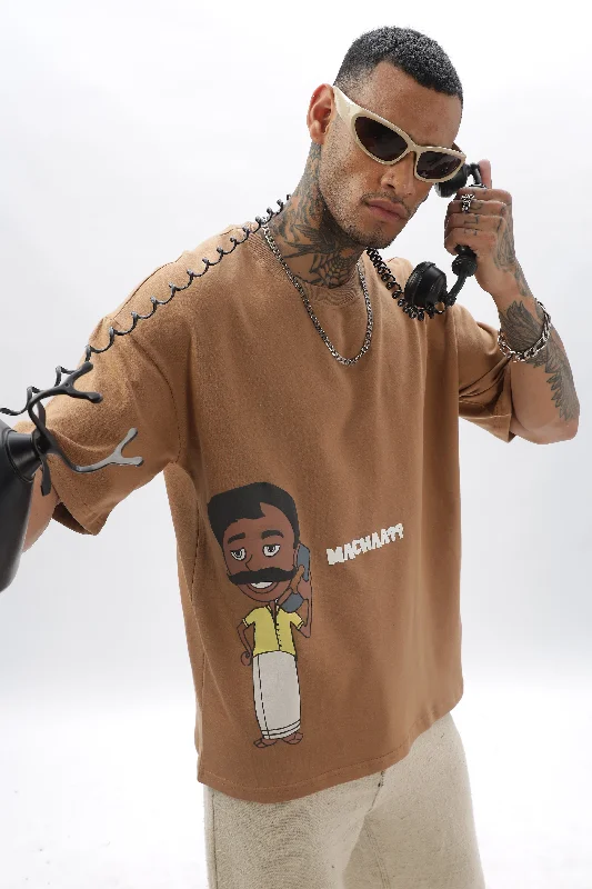 Men's Shirts with Graphic SleevesMacha Brown Dropshoulder Tee