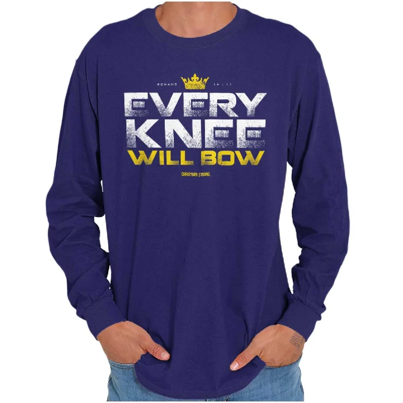 Men's Spread-Collar Shirts for a Bold StatementEvery Knee Will Bow Crown Long Sleeve T Shirt