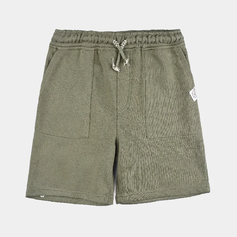 Men's Drawstring Pants for AdjustabilityBoys Cotton Terry Basic Short-D-Green