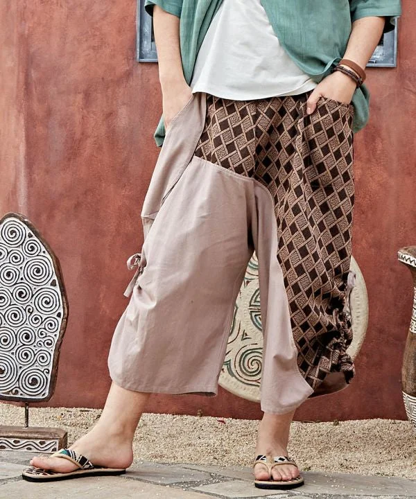 Men's Pants with Wrinkle-Resistant FabricPatchwork Harem Pants