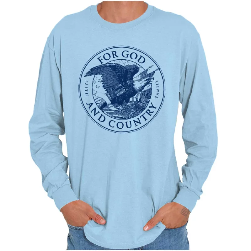 Men's Floral Print Shirts for Spring and SummerFor God and Country Long Sleeve T Shirt