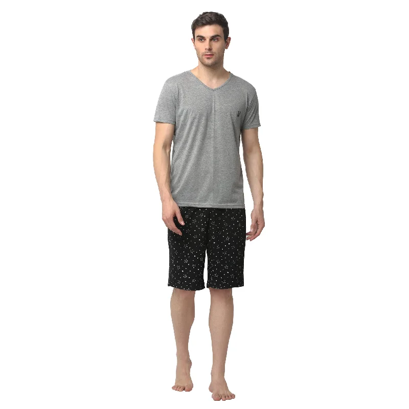 Mack Jonney Silver Black Night Suit For Men's