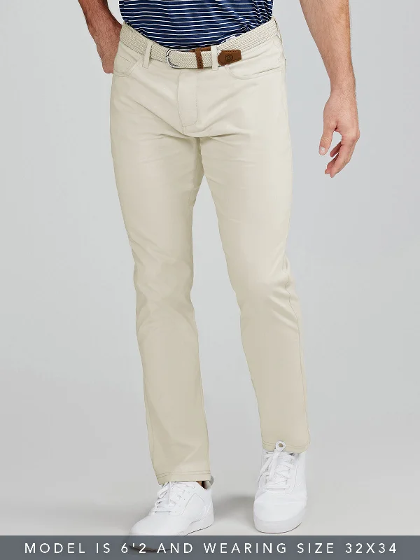 Men's Pants with Hidden ButtonsMotion Pant Tailored Fit - Light Stone