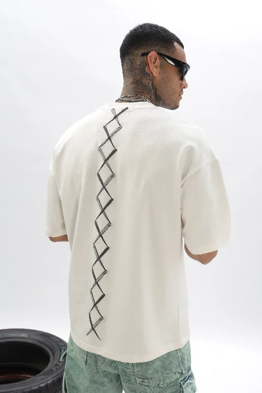 Men's Shirts with Wingtip CollarsSpineline White Dropshoulder T-Shirt