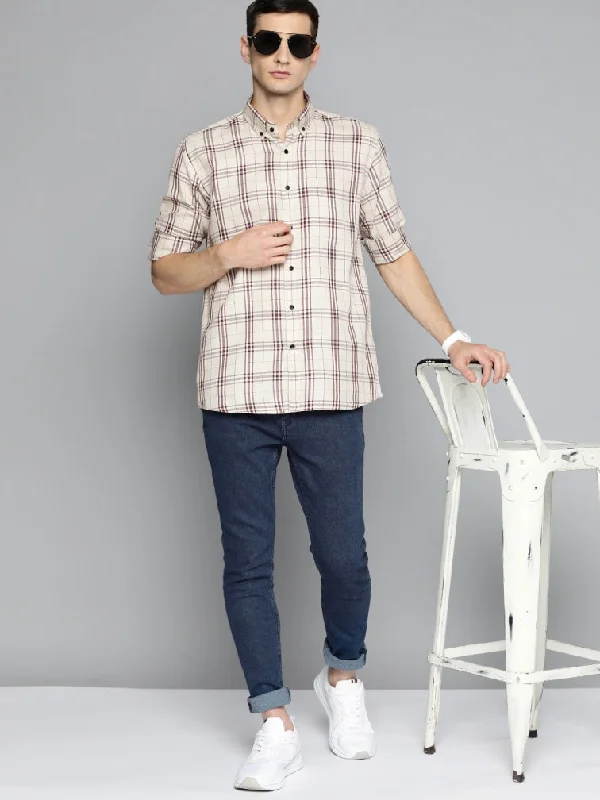 Men's Checkered Shirts for a Retro FeelSmart Slim Fit Tartan Checks Formal Shirt