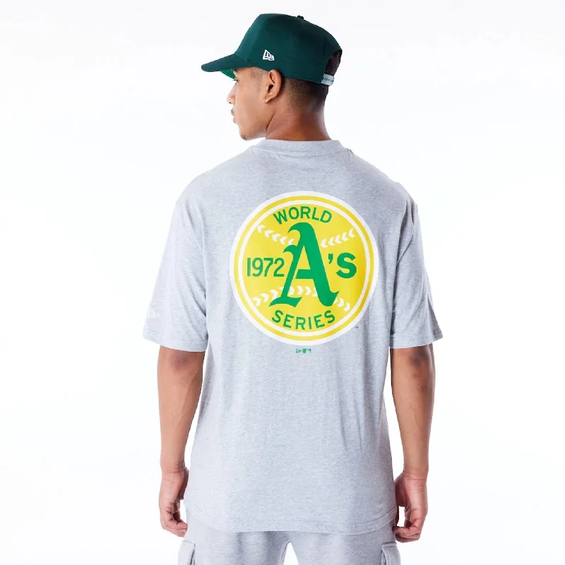 Men's Shirts with Scoop NecksOakland Athletics MLB World Series Grey Oversized T-Shirt