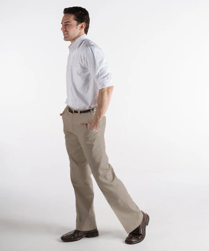Men's Pants with Ripped and Distressed Details'Dylan' Flat Front, Self-Sizer Cotton Chino Tall Men's Pants - 3 Colors Available - FINAL SALE