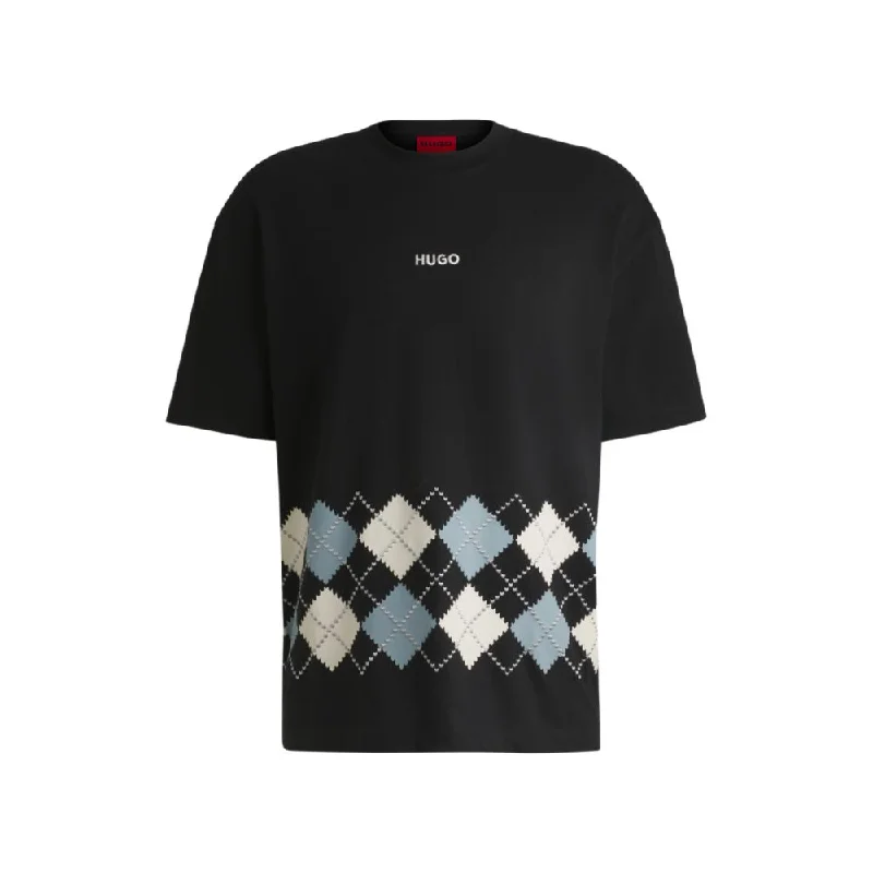Men's Shirts with Surplice HemlinesCotton-jersey T-shirt with Argyle pattern