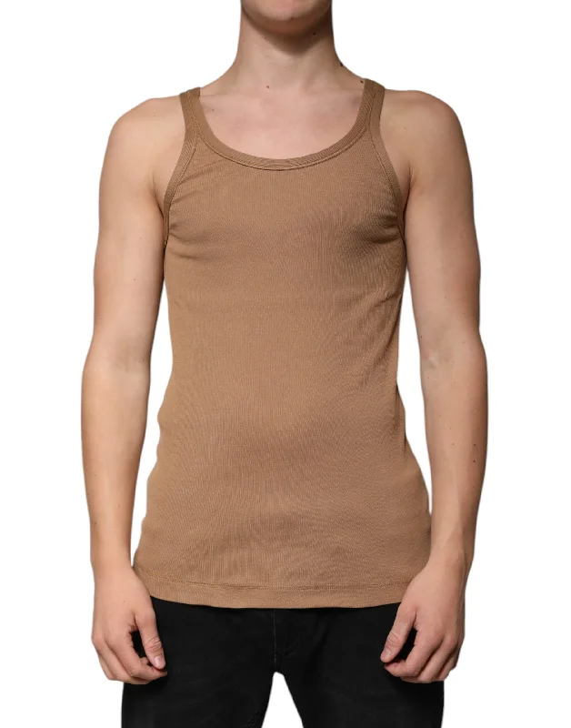 Men's Shirts with Embellished SleevesDolce & Gabbana  Cotton Sleeveless Round Neck Tank Men's T-shirt