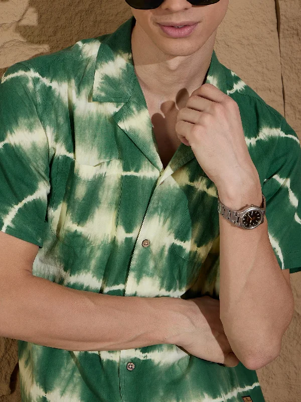 Men's Striped Long-Sleeve Shirts for a Maritime FeelTie & Dye Oversized Cotton Casual Shirt