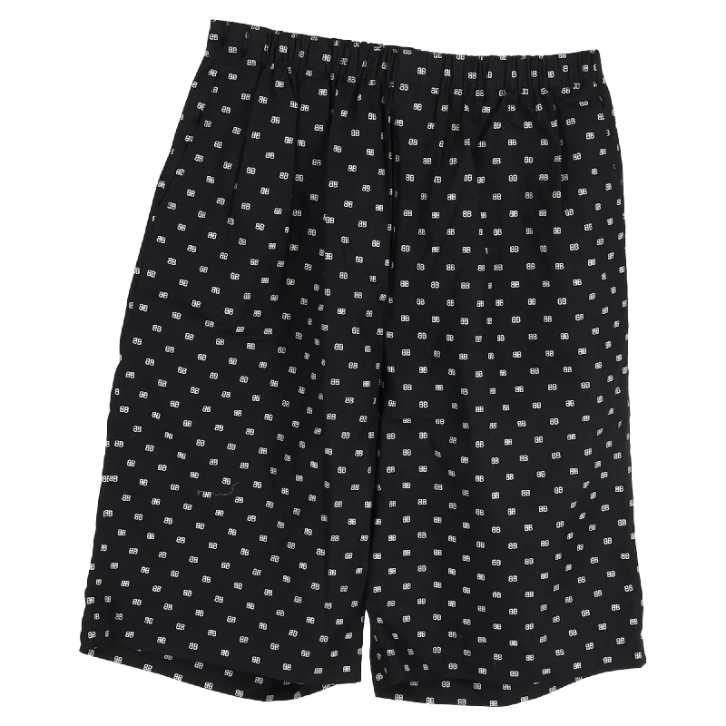 Men's Pants with SuspendersBalenciaga Logo Print Boxer Shorts In Black Cotton