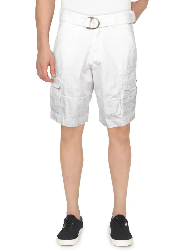 Men's Pants with Embroidered DesignsSquad Mens Cotton Belted Cargo Shorts
