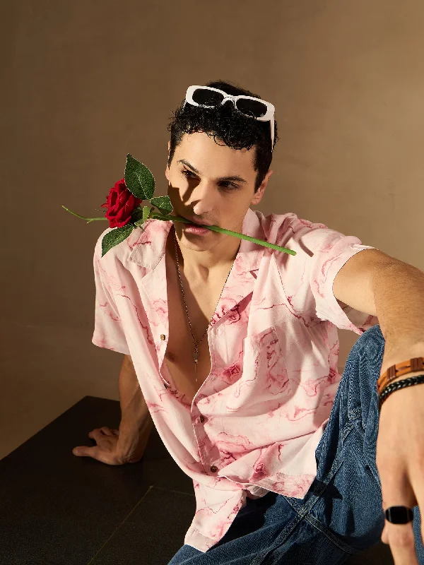 Men's Graphic Print T-Shirts for a Statement LookPink Oversized Casual Shirt