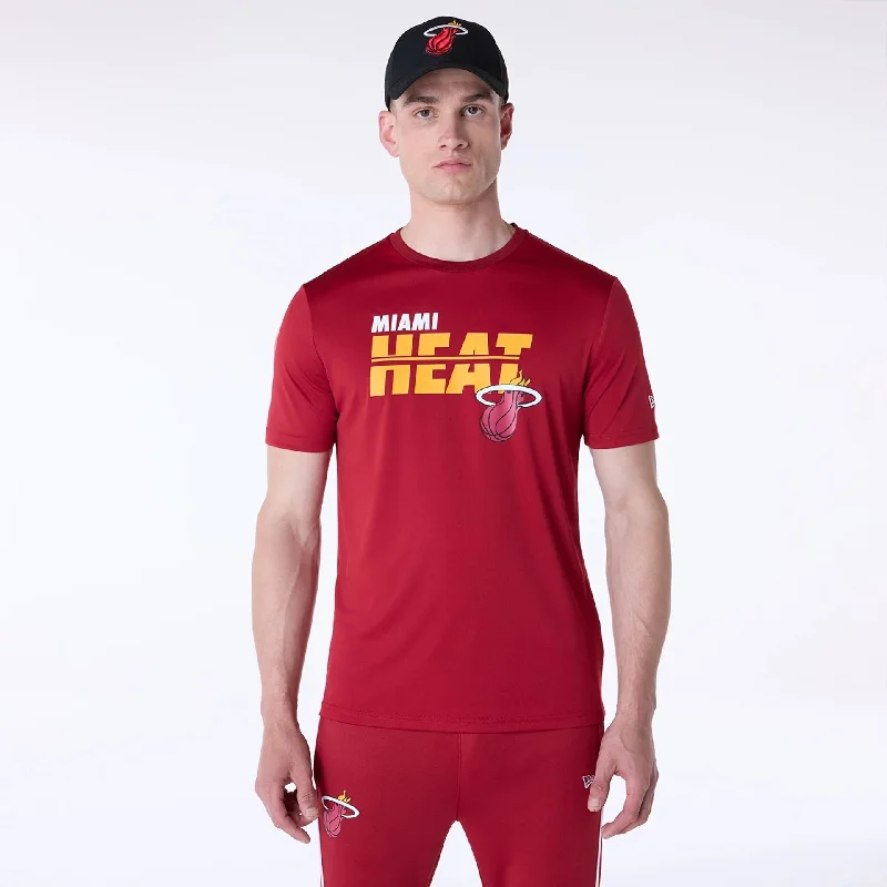 Men's Shirts with Embellished HemlinesMiami Heat NBA Essentials Dark Red T-Shirt