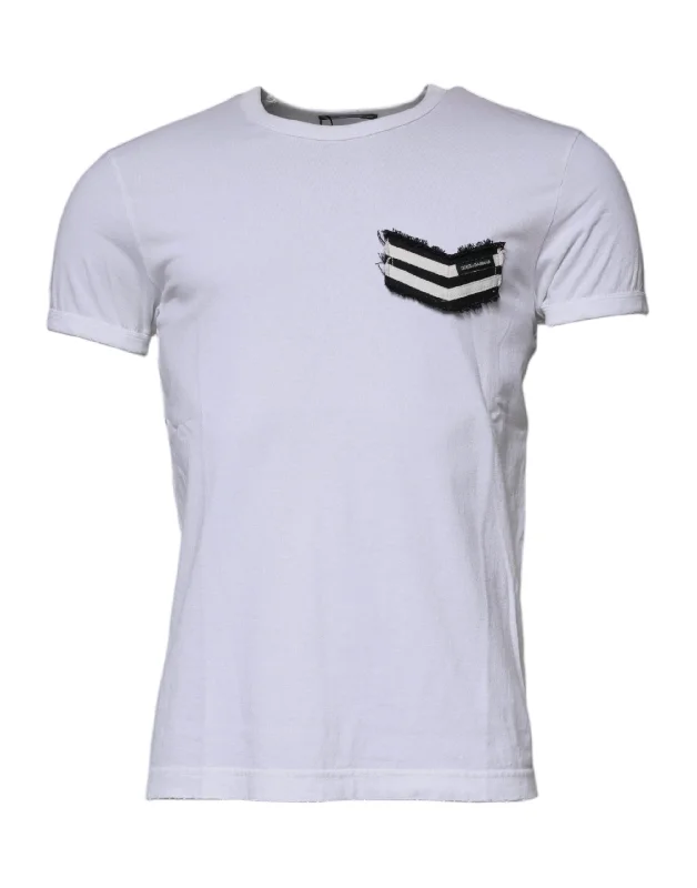 Men's Shirts with Scoop NecksDolce & Gabbana  Stripes Crew Neck Short Sleeves Men's T-shirt