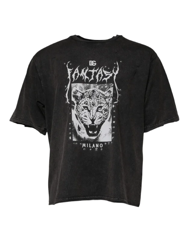 Men's Tailored Shirts for a Professional AppearanceDolce & Gabbana  Leopard Print Cotton Crew Neck Men's T-shirt (Pre-Owned)