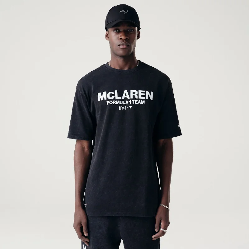 Men's Shirts with Button-Down PocketsMcLaren Racing Washed Pack Black Oversized T-Shirt