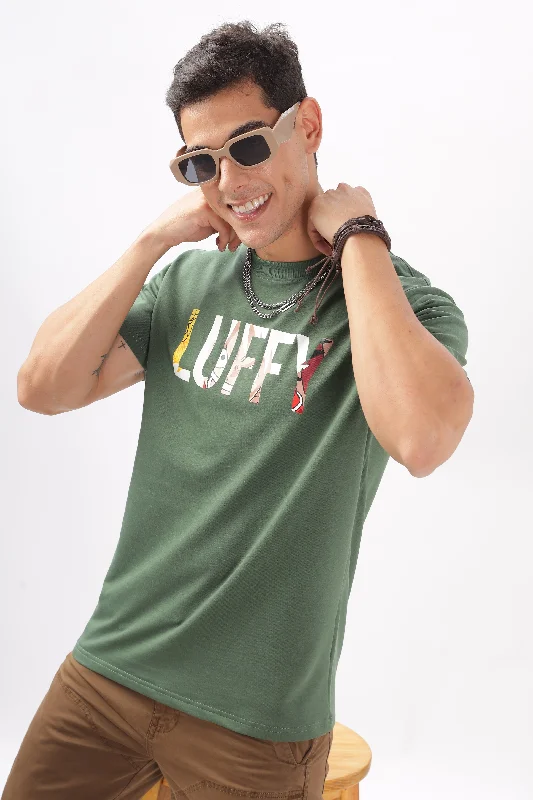 Men's Shirts with Graphic PrintsLuffy Graphic Green Printed T-Shirt