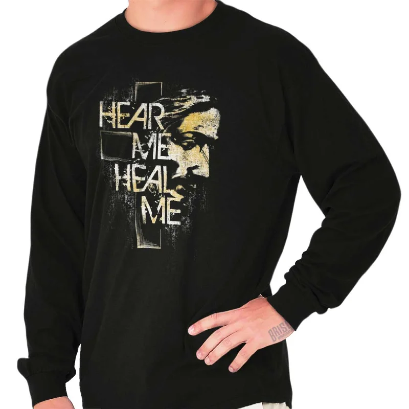 Men's Floral Print Shirts for Spring and SummerHear Me Heal Me Long Sleeve T Shirt