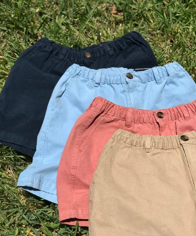 Men's Pants with Back Pockets'REILLY' Tall Men's Shorts: Elastic Waist, Stretch Cotton Twill - Small/Tall/Khaki - FINAL SALE