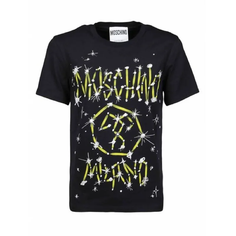 Men's Three-Quarter Sleeved TopsMen's Cotton Graffiti Logo Short Sleeve T-Shirt In Black