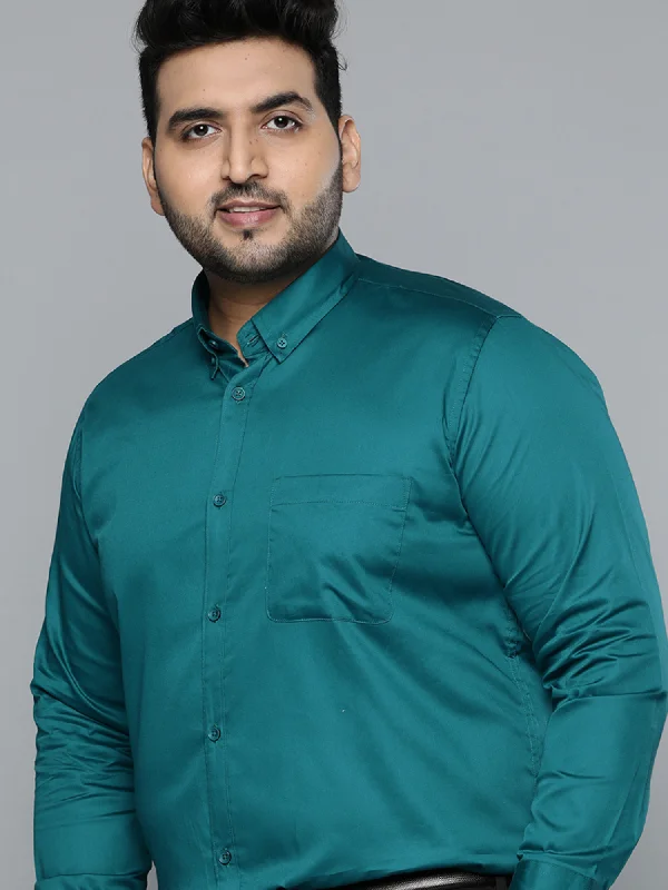 Men's Custom-Fit Shirts for a Personalized LookMen Green Smart Slim Fit Pure Cotton Opaque Formal Shirt