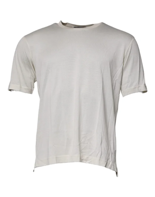 Men's Shirts with Hidden PocketsDolce & Gabbana ivory Silk Crew Neck Short Sleeve Men's T-shirt (Pre-Owned)