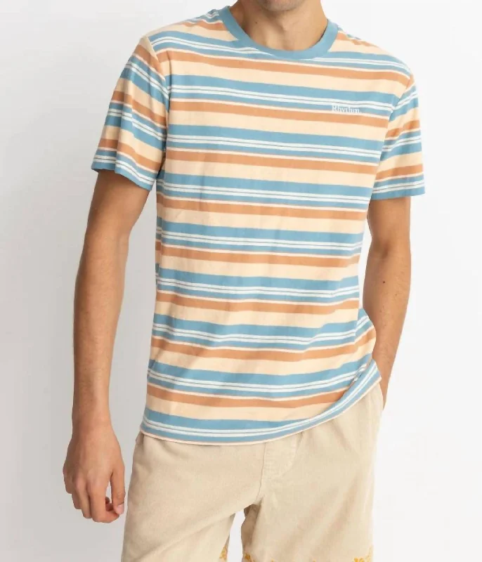 Men's Shirts with Pocket SquaresEveryday Stripe Short Sleeve T-Shirt In Mineral Blue