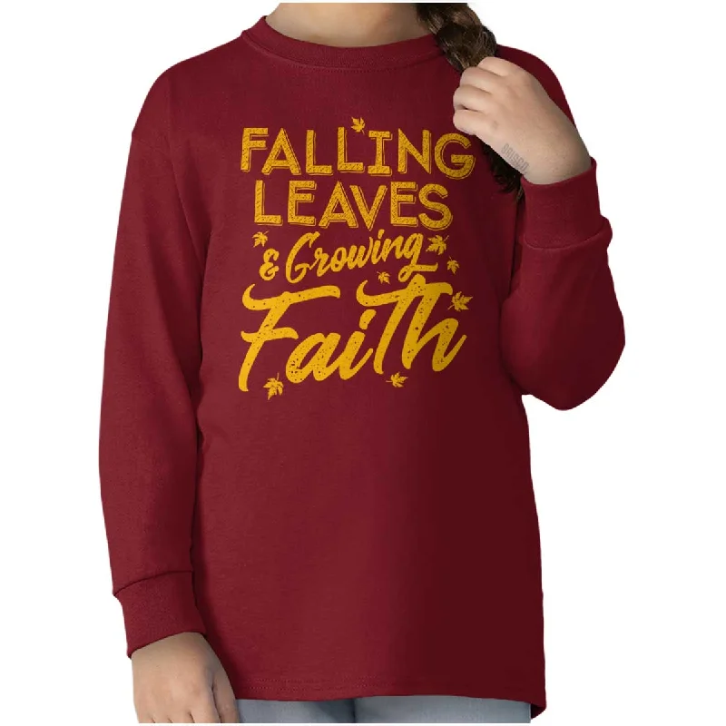 Men's Short-Sleeve Shirts for Warm WeatherGrowing Faith Fall Vibes Youth Long Sleeve T Shirt