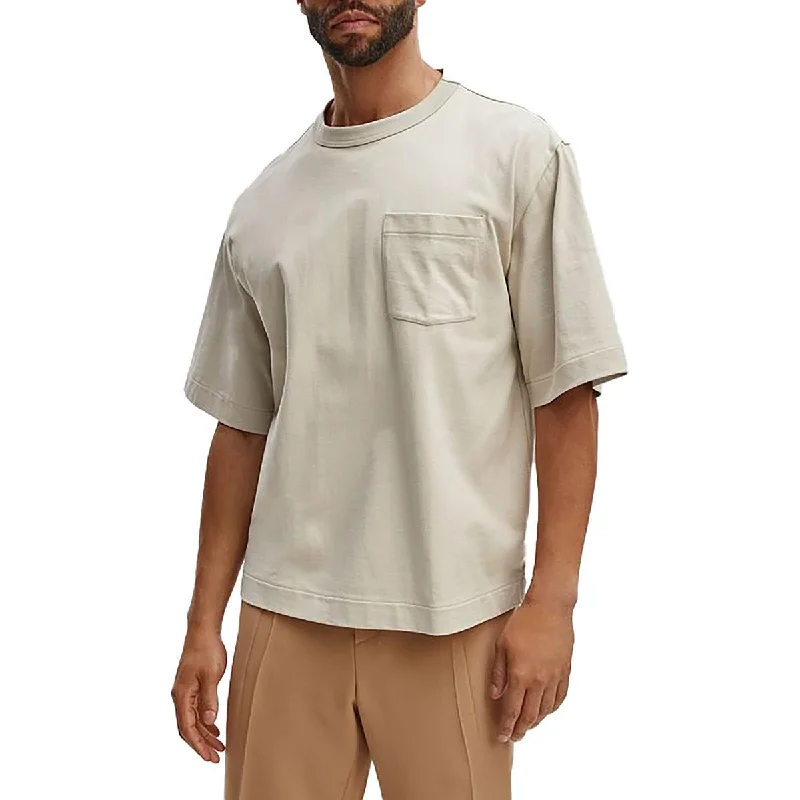 Men's Shirts with Zippered PocketsMens Solid Cotton T-Shirt