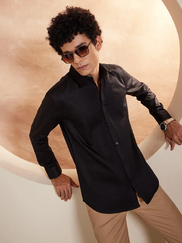 Men's Organic Cotton Shirts for Eco-ConsciousnessDENNISON Smart Pin Tucks Cotton Casual Shirt