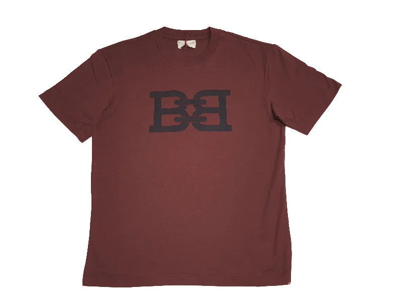 Men's Shirts with Pocket SquaresBally 6301037 Men's Burgundy 100% Organic Cotton Print T-Shirt