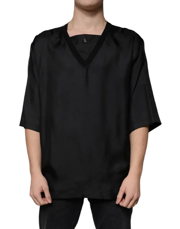 Men's Shirts with Contrast CollarsDolce & Gabbana  Cotton Square Neck Short Sleeve Men's T-shirt