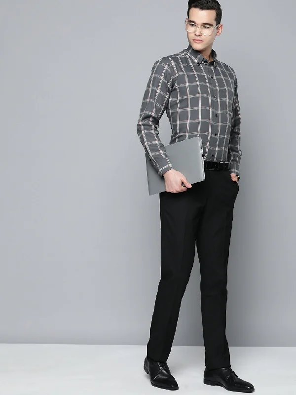 Men's Scoop Neck T-Shirts for a Relaxed FeelDENNISON Smart Windowpane Checks Formal Shirt