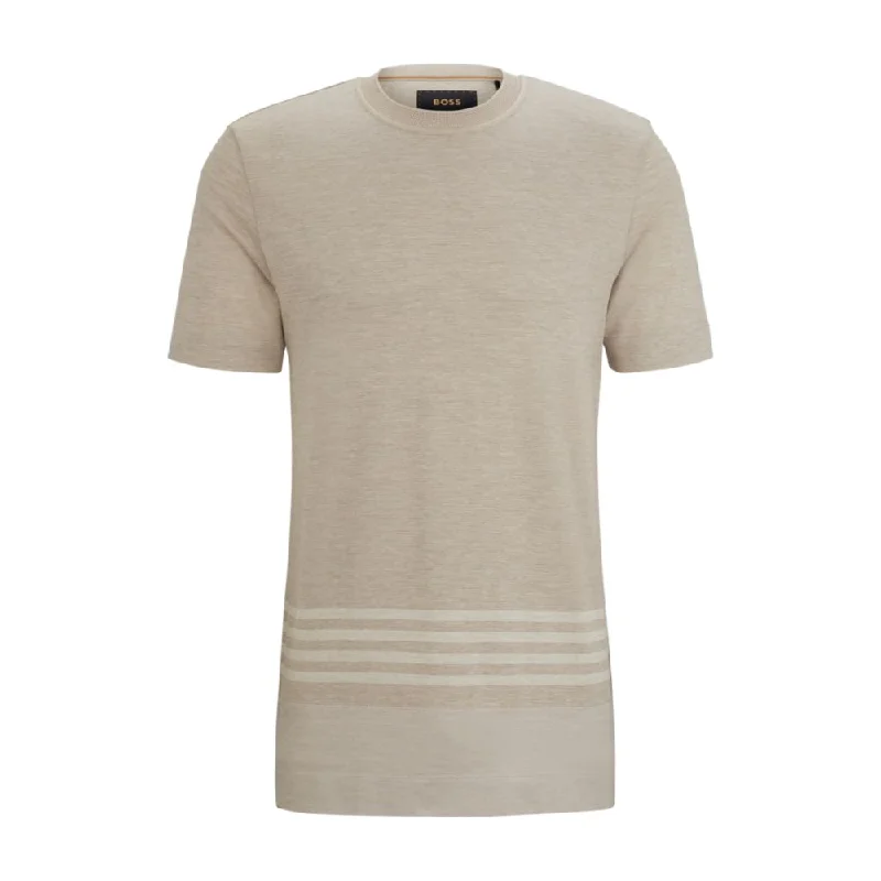 Men's Shirts with Elastic WaistbandsStripe-detail T-shirt in cotton and silk