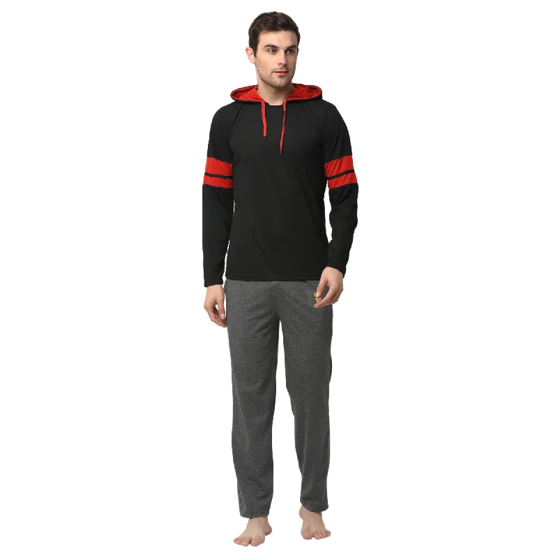 Mack Jonney Black Grey Night Suit For Men's