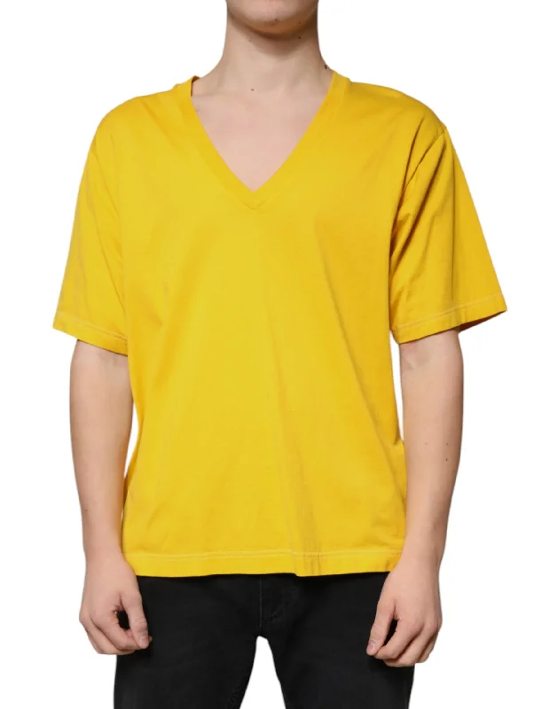 Men's Shirts with French CuffsDolce & Gabbana  Cotton V-neck Short Sleeves Men's T-shirt