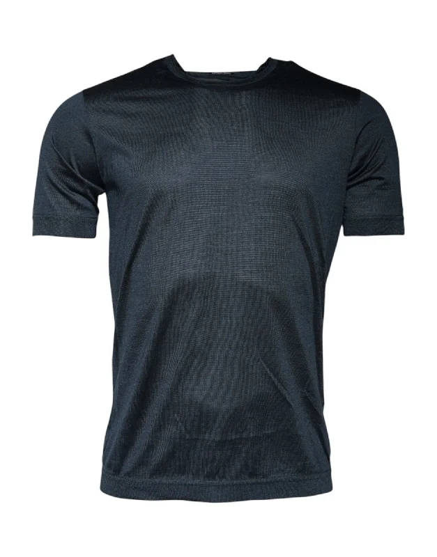 Men's Shirts with Logo EmbossmentsDolce & Gabbana   Silk Crew Neck Short Sleeve Men's T-shirt (Pre-Owned)