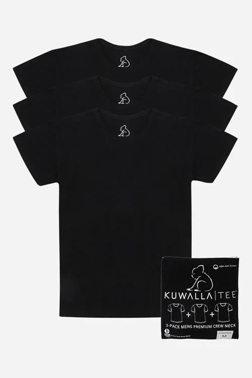Men's Shirts with Rounded HemlinesBLACK CREW NECK TEES 3 PACK