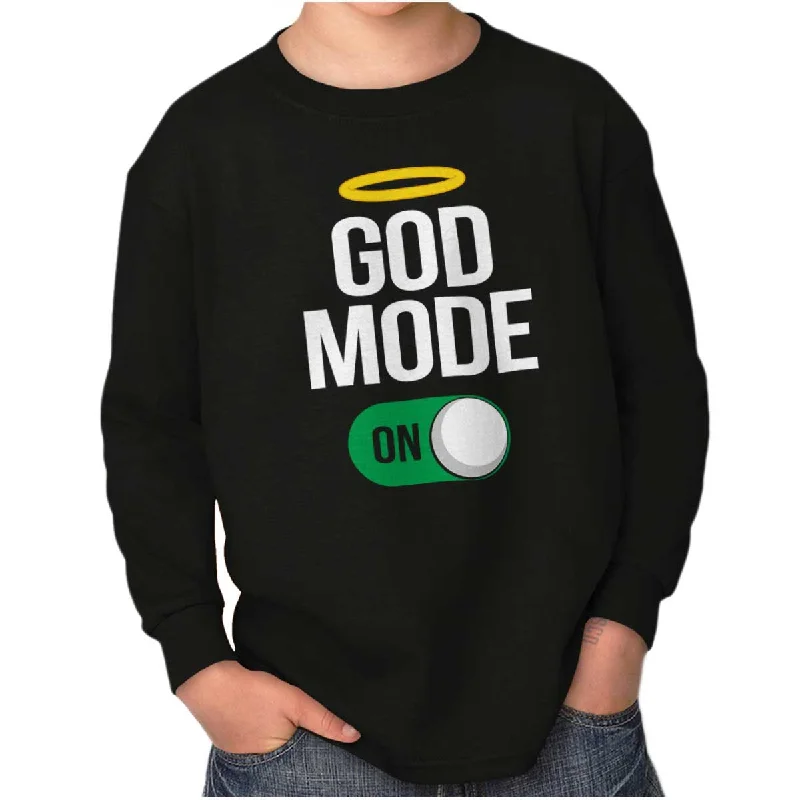 Men's Luxury Shirts for High-End FashionGod Mode On Youth Long Sleeve T Shirt