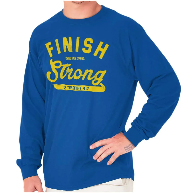 Men's Skinny-Fit Shirts for a Trendy LookFinish Strong Scripture Long Sleeve T Shirt