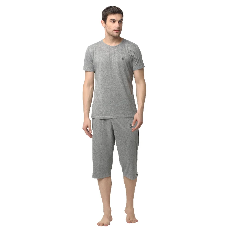 Mack Jonney Silver Silver Night Suit For Men's