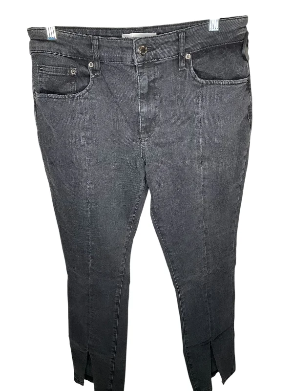 Casual Beanie CapsJeans Flared By Zara In Black Denim, Size: 12