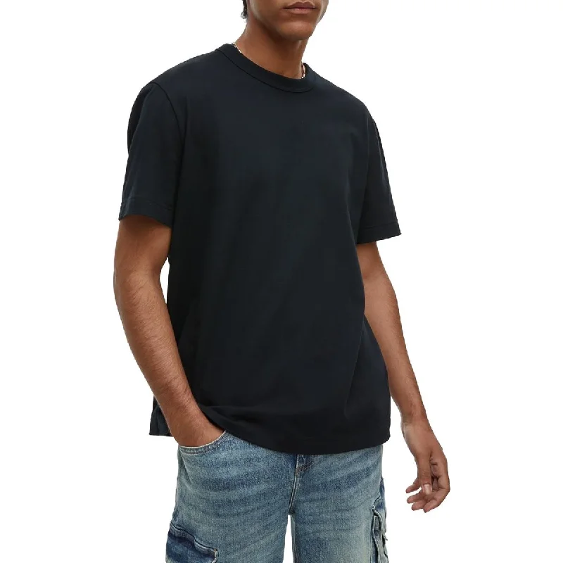Men's Shirts with Patchwork SleevesMens Solid Cotton T-Shirt