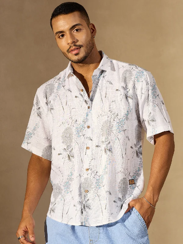 Men's Performance Fabric Shirts for All-Day ComfortFloral Printed Drop Shoulder Oversized Shirt