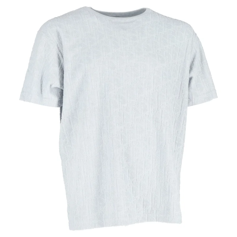 Men's Shirts with Raw-Edge HemlinesDior Oblique Crewneck T-Shirt in Grey Cotton