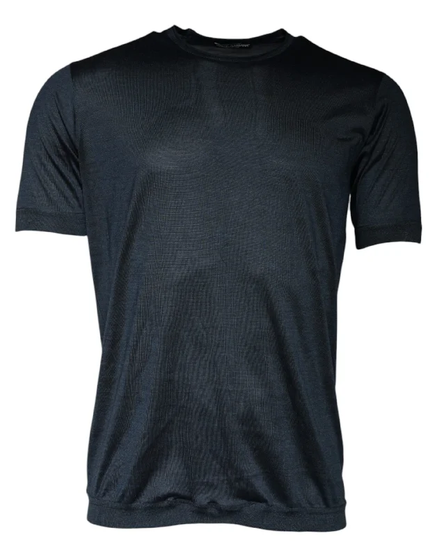 Men's Shirts with Wingtip CollarsDolce & Gabbana   Silk Crew Neck Short Sleeve Men's T-shirt (Pre-Owned)
