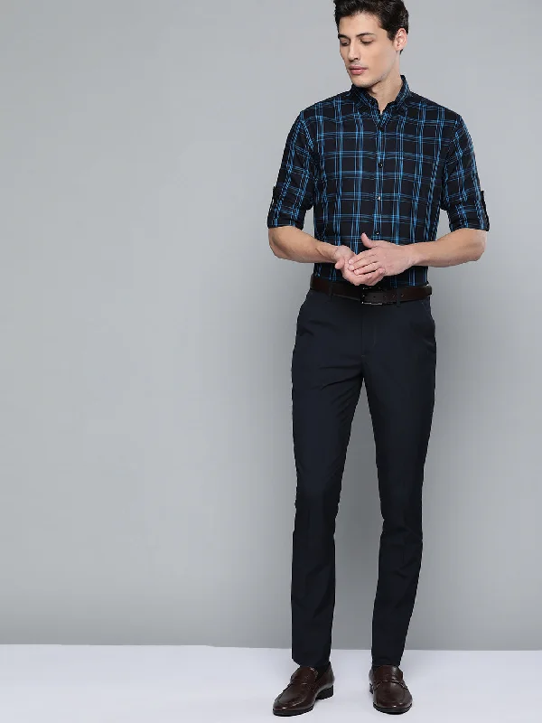 Men's Thermal Shirts for Winter WarmthMen Blue  Black Smart Fit Tartan Checks Checked Formal Shirt