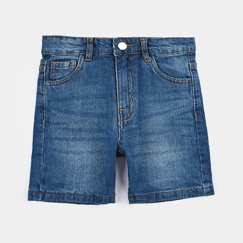 Breathable Men's Athletic ShortsBoys Basic Denim Short-Mid Blue