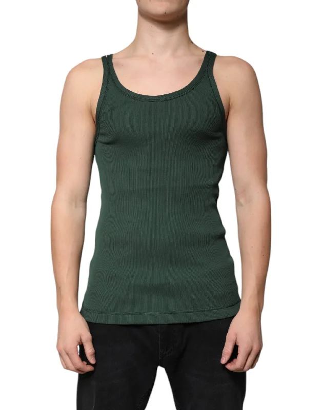 Men's Shirts with Barrel CuffsDolce & Gabbana  Cotton Sleeveless Round Neck Tank Men's T-shirt